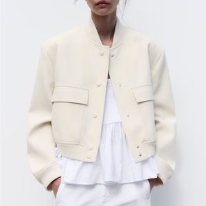 NWT - Zara Ecru Maxi Pocket Bomber - M